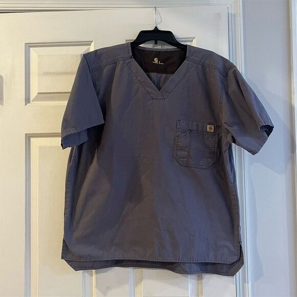 Carhartt Unisex V-Neck Scrub Top Gray Size L Medical Uniform - Picture 1 of 8